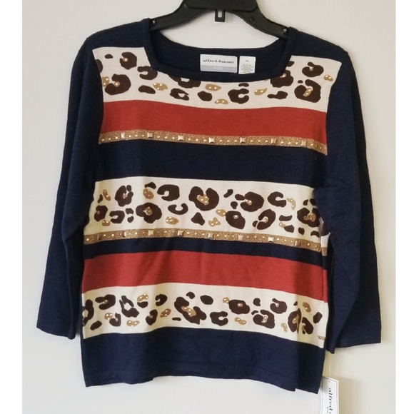 New! Alfred Dunner El Dorado Striped Sweater - Picture 2 of 7